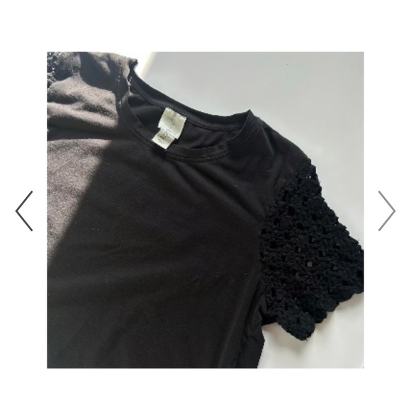 Black Crochet Sleeve Women's Top Joie large - Picture 4 of 11